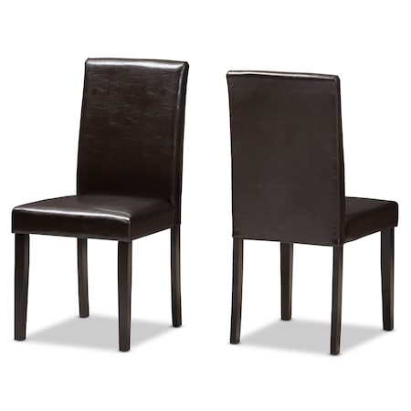 Baxton Studio Mia Modern Dark Brown Faux Leather Upholstered Dining Chair, PK2 142-8029